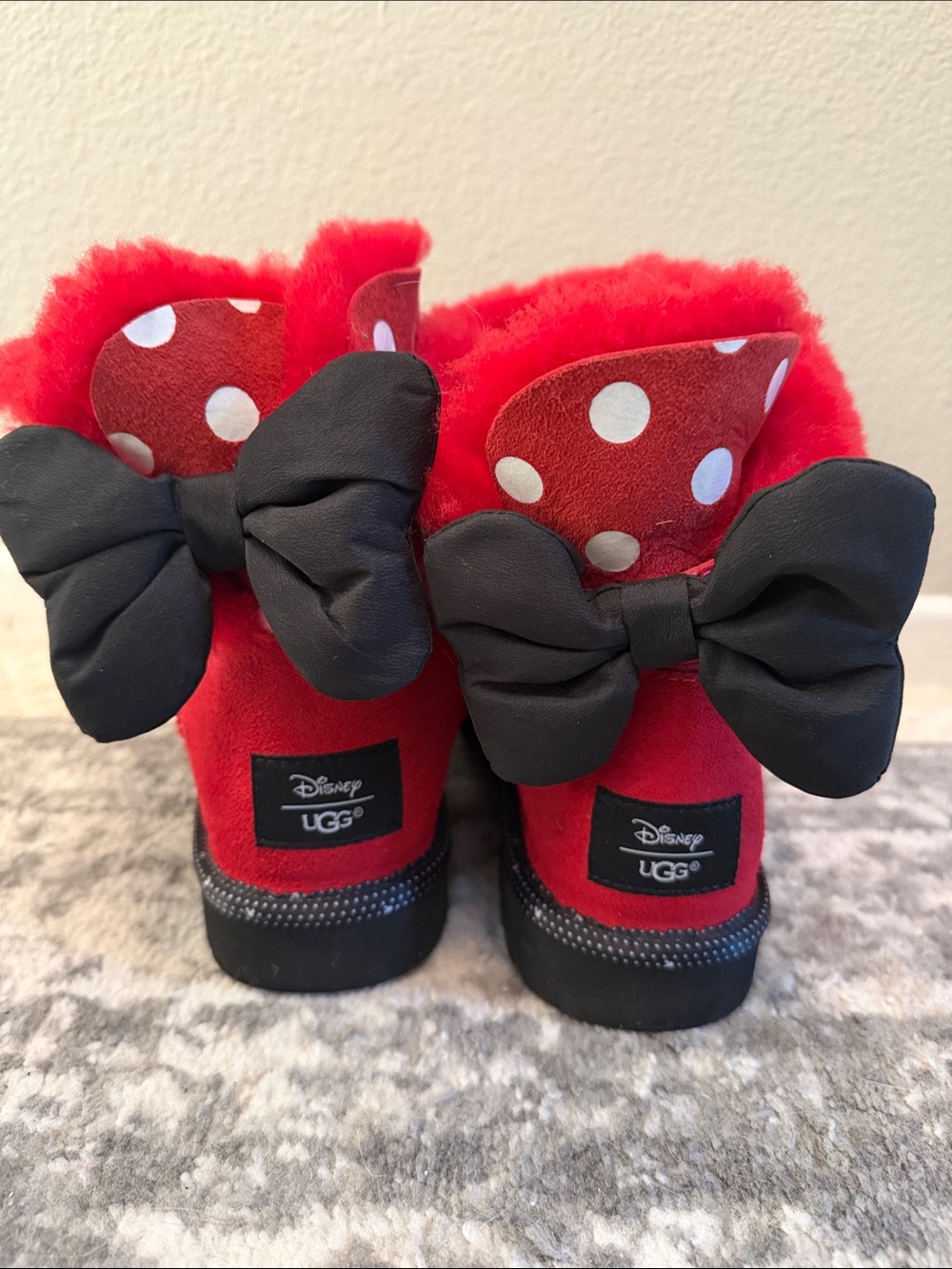 Red Polka Dot Minnie Mouse Uggs - Picture 3 of 7